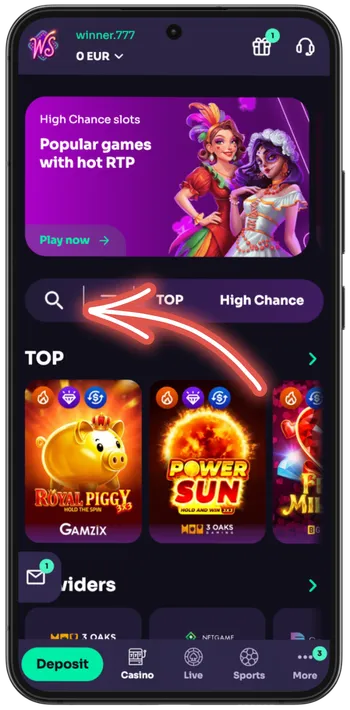 bigbamboo casino search icon find game library